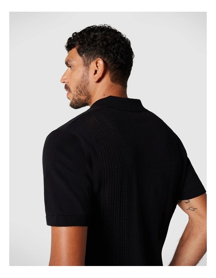 Trophy Neck Polo Shirt in Black image 6