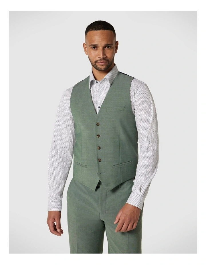 Wool Blend Tailored Vest in Light Forest image 1