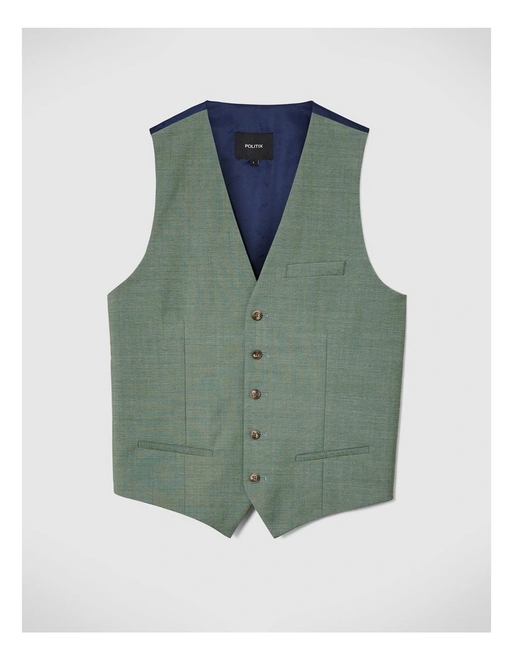 Wool Blend Tailored Vest in Light Forest image 2
