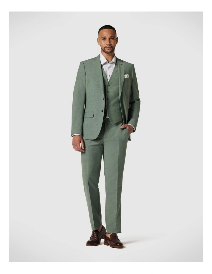 Wool Blend Tailored Vest in Light Forest image 3