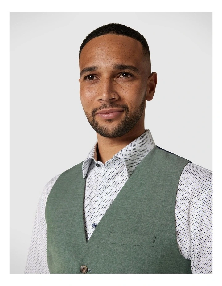 Wool Blend Tailored Vest in Light Forest image 4
