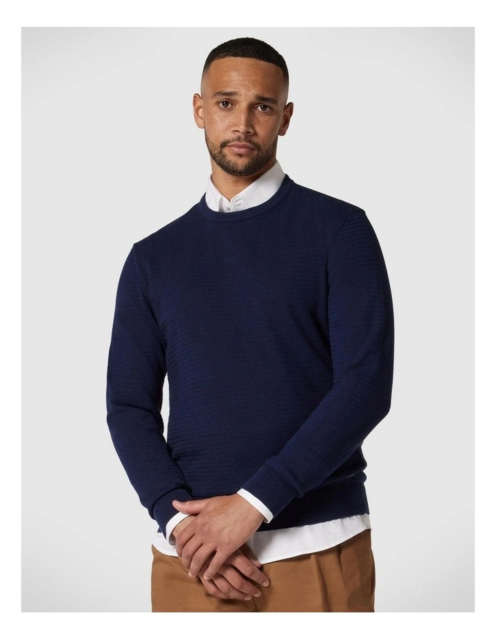 Classic Crew Neck Jumper in Navy image 5