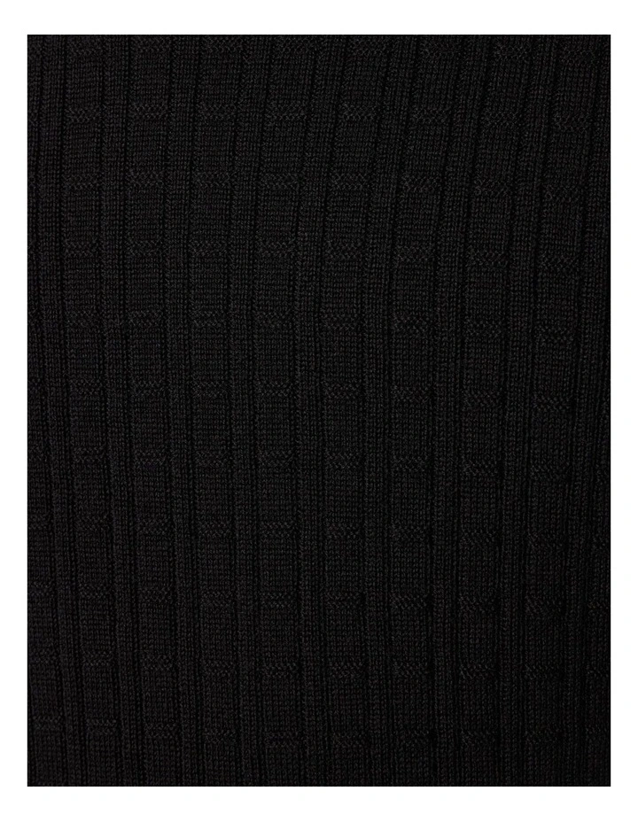 Merino Wool Long Sleeve Crew Knit Sweater in Black image 7