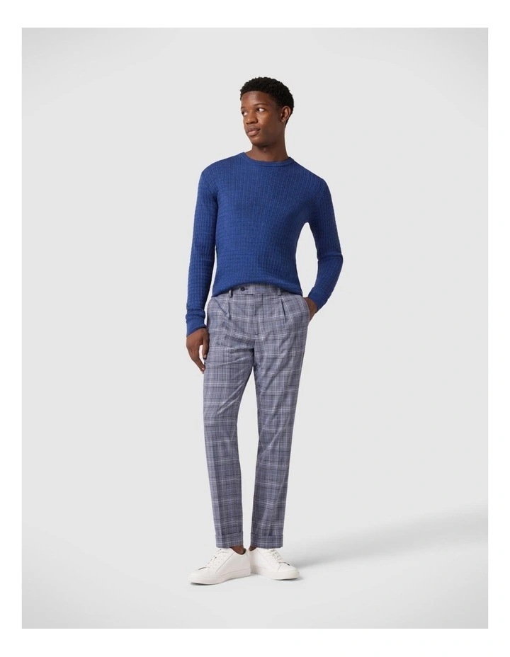 Merino Wool Long Sleeve Crew Knit in Denim image 3