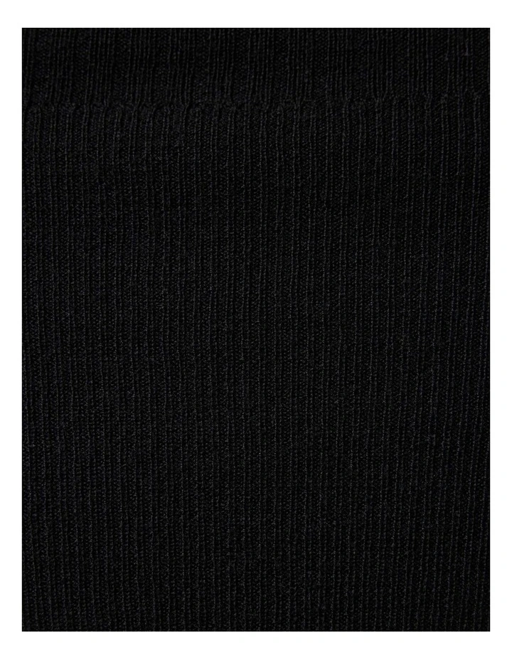 Long Sleeve Knitted Polo in Black image 7