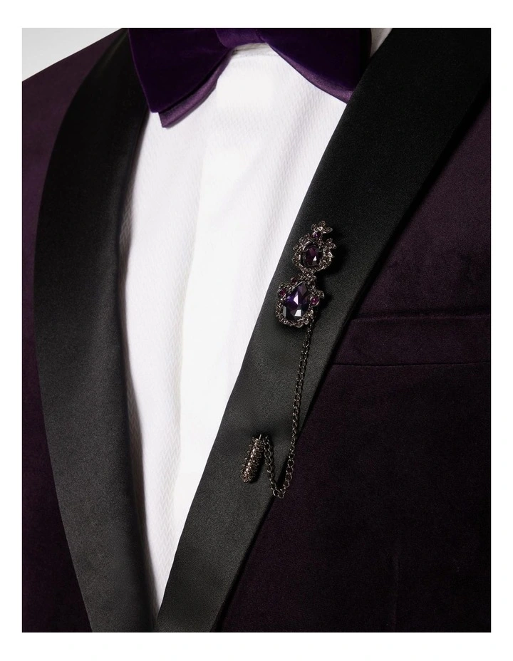Jewelled Lapel Pin in Grape image 3