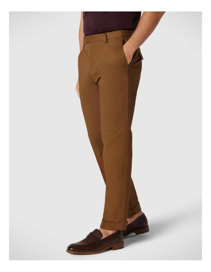 Slim Stretch Tailored Dress Pant in Tan image 1