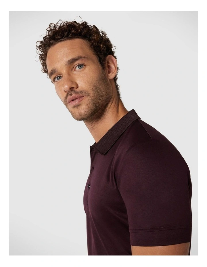 Mercerised Cotton Polo Shirt in Dark Burgundy image 1