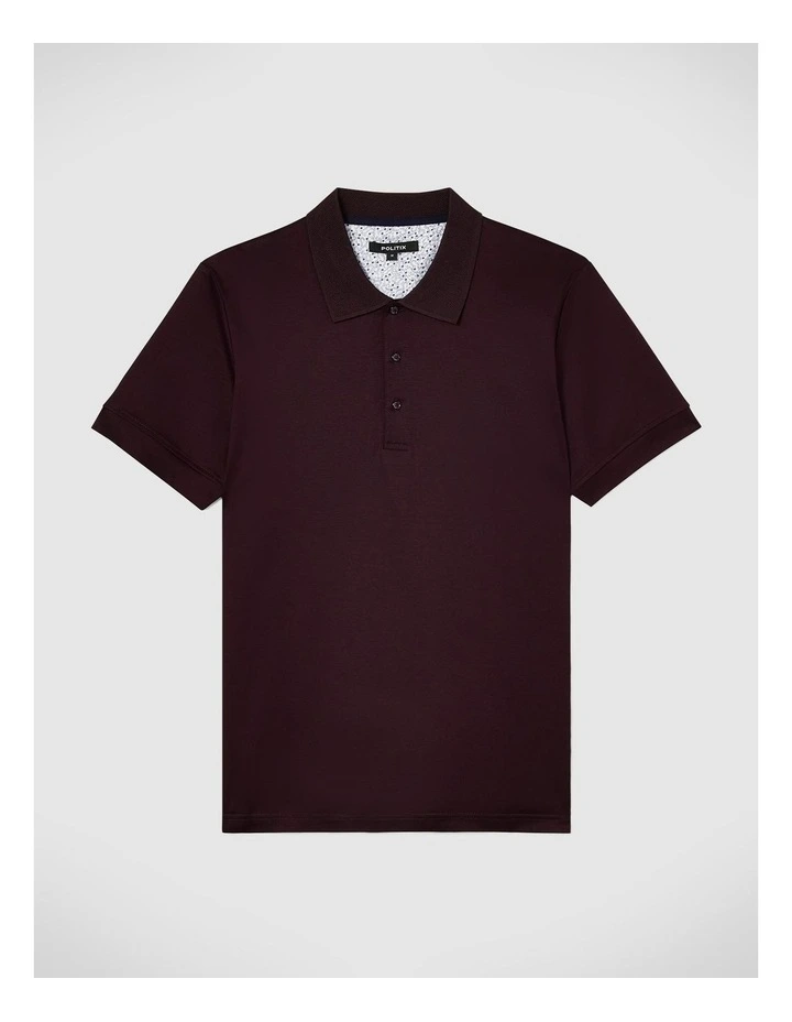 Politix Mercerised Cotton Polo Shirt in Dark Burgundy MYER - Main Image