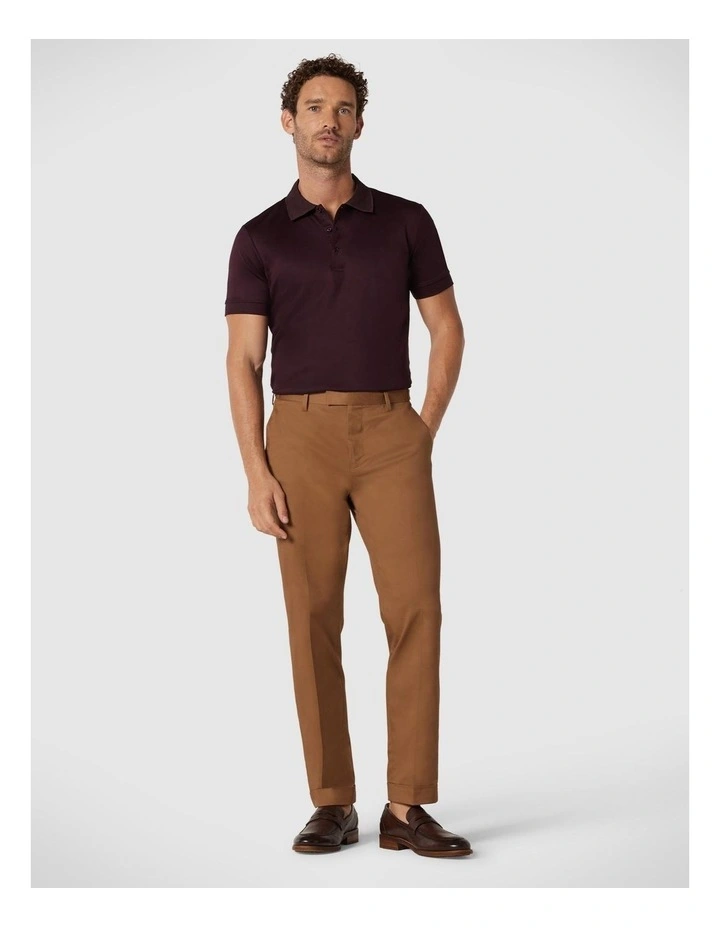 Mercerised Cotton Polo Shirt in Dark Burgundy image 3
