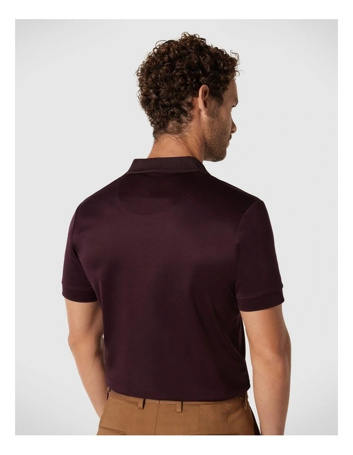 Mercerised Cotton Polo Shirt in Dark Burgundy image 6
