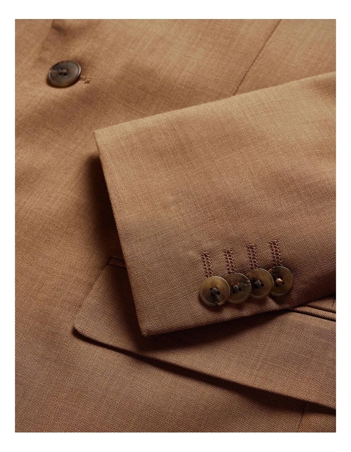 Slim Stretch Single Breasted Tailored Jacket in Tan image 6