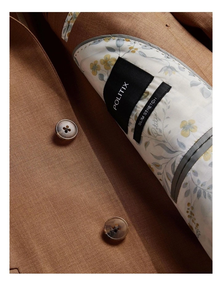 Slim Stretch Single Breasted Tailored Jacket in Tan image 7