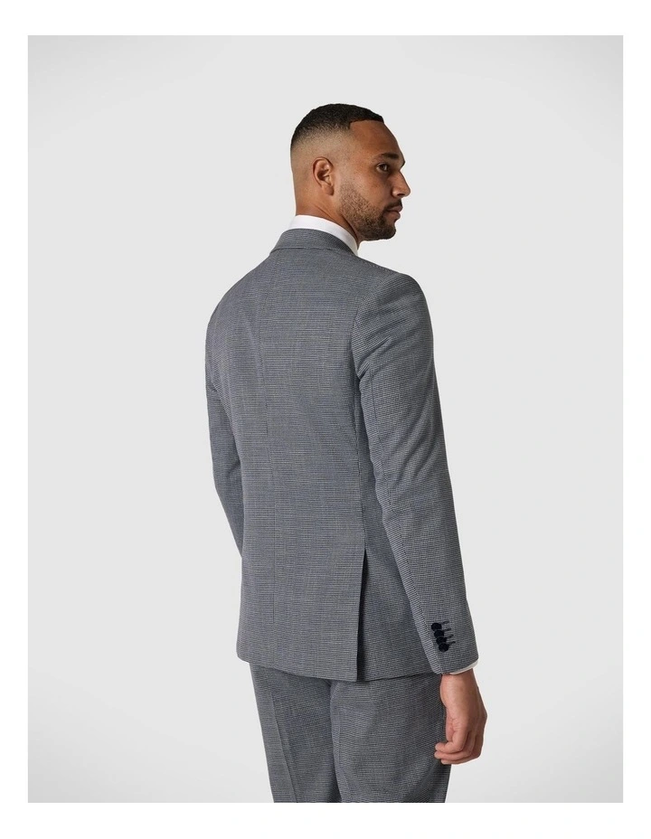 Slim Stretch Check Tailored Jacket in Grey Houndstooth image 5