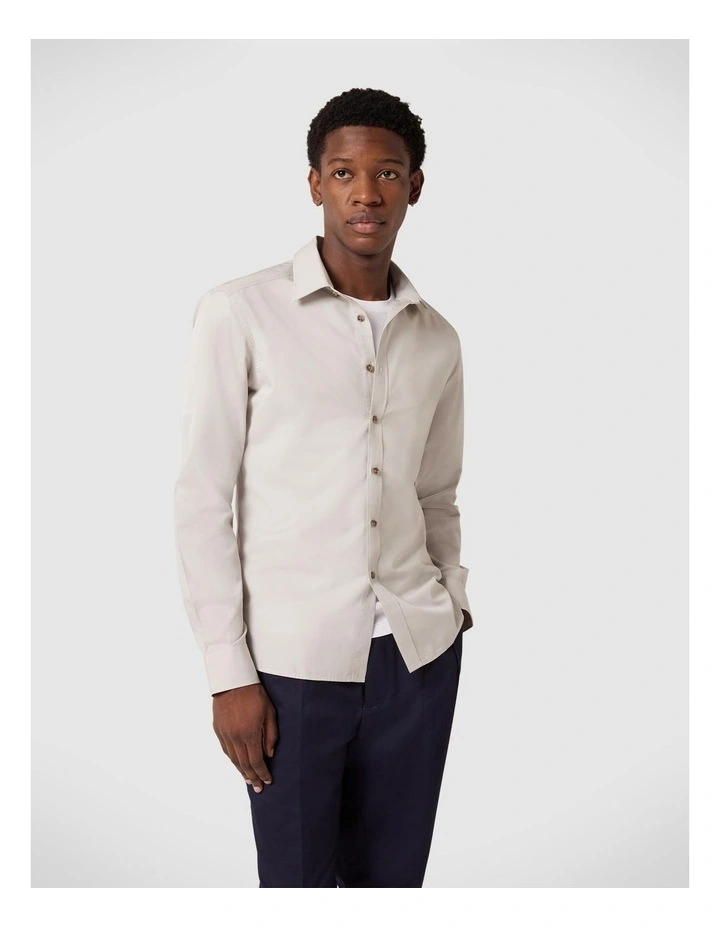 Relaxed Casual Long Sleeve Shirt in Bone image 3