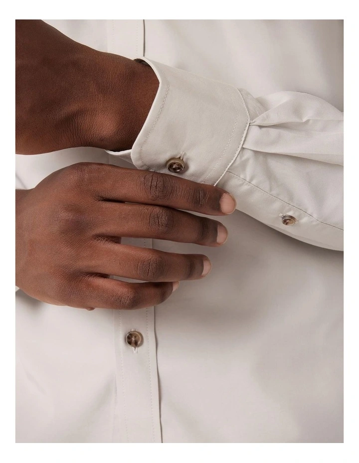 Relaxed Casual Long Sleeve Shirt in Bone image 5