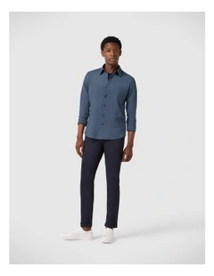 Slim Travel Shirt in Steel Blue