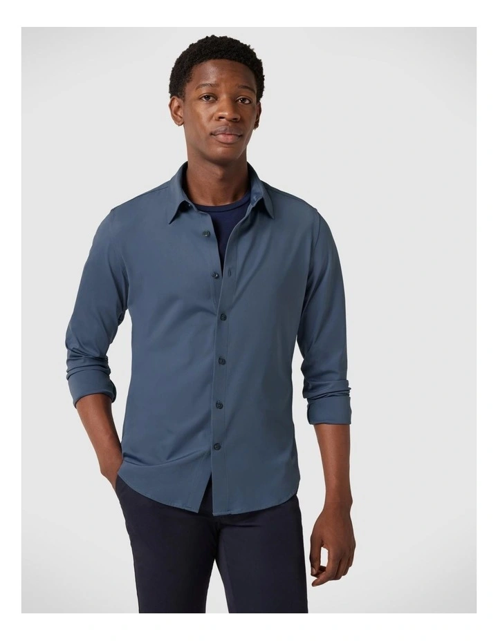 Slim Travel Shirt in Steel Blue image 3