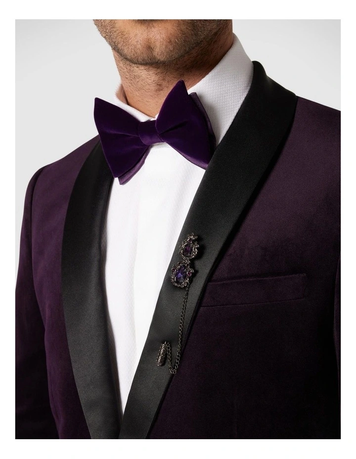 Silk Satin Bow Tie in Grape image 1