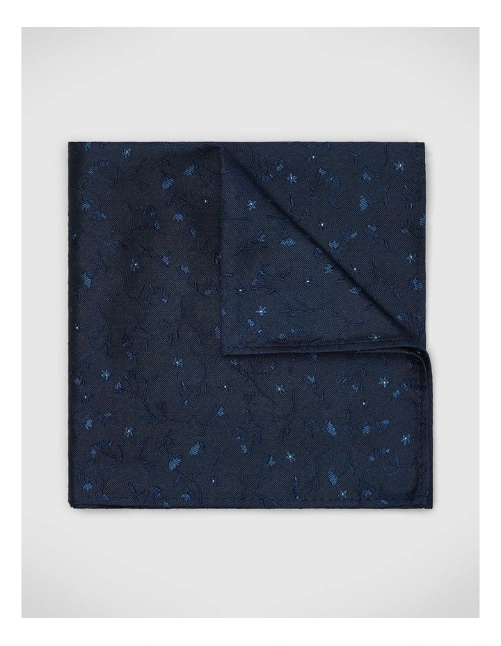 Politix Tonal Floral Pocket Square In Navy MYER