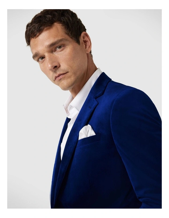 Slim Fit Velvet Tuxedo Jacket in Cobalt image 1