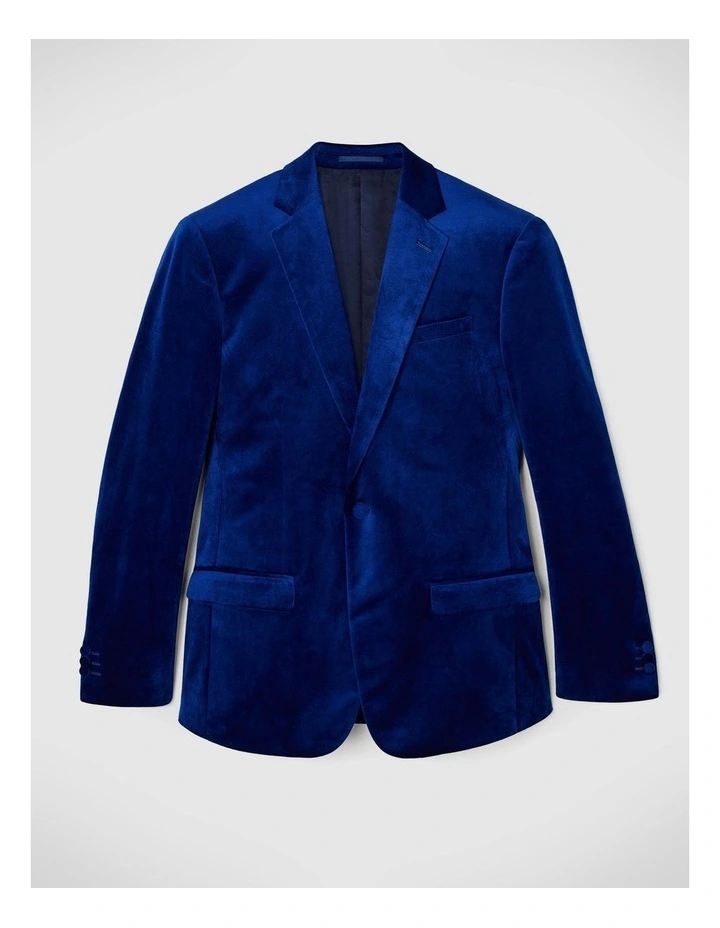 Slim Fit Velvet Tuxedo Jacket in Cobalt image 2