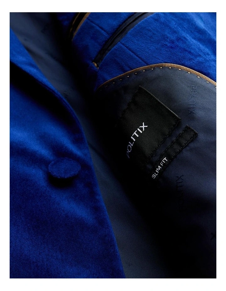 Slim Fit Velvet Tuxedo Jacket in Cobalt image 6