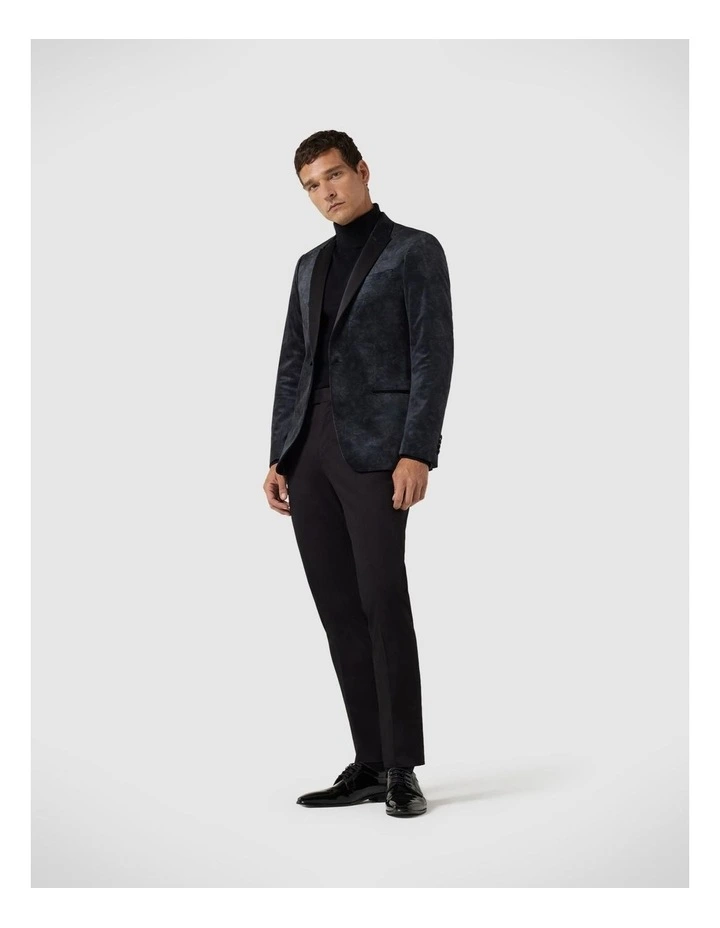 Two-tone Print Velvet Tuxedo Jacket in Dark Charcoal image 3