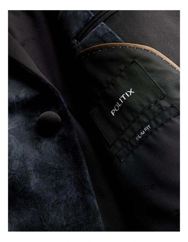 Two-tone Print Velvet Tuxedo Jacket in Dark Charcoal image 7