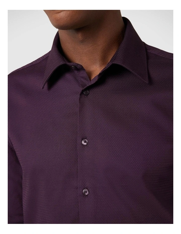 Herringbone Formal Long Sleeve Shirt in Plum image 6