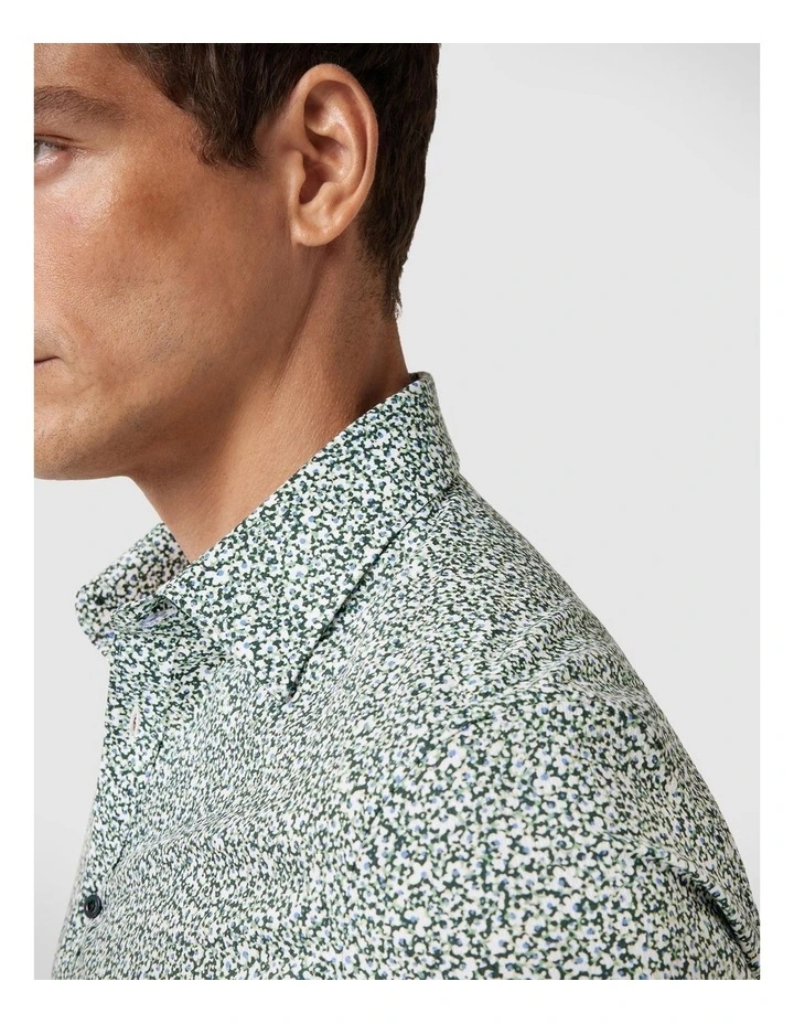 Regular Fit Abstract Floral Print Shirt in Khaki image 5