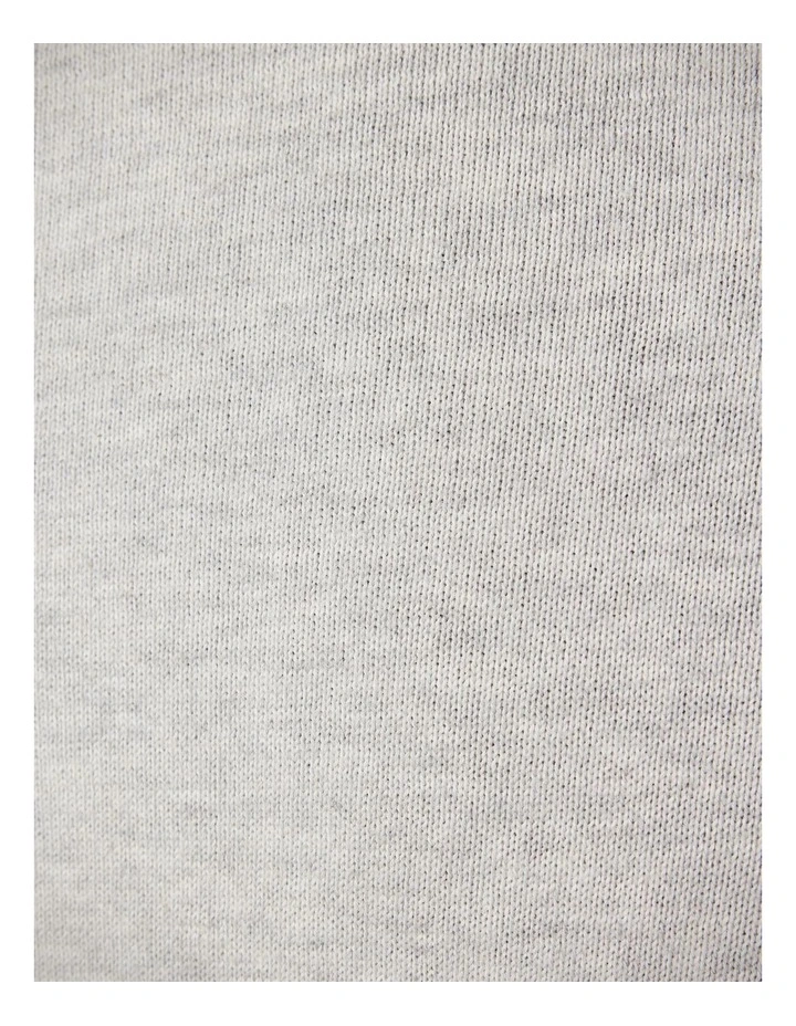 Funnel Neck Long Sleeve Knit With Honeycomb Texture Detail in Grey Marle image 7