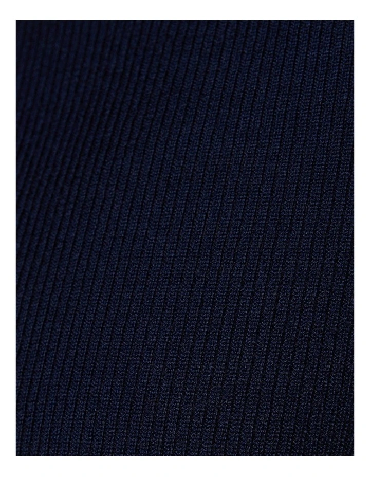 Knitted Polo Shirt in Navy image 7