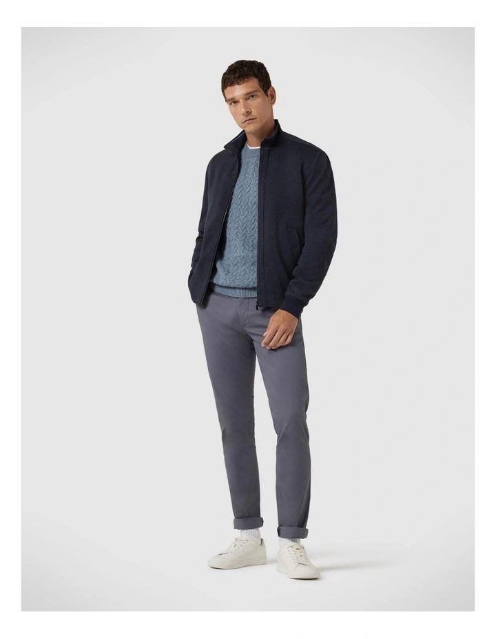 Heavyweight Chunky Knit With Contrast Cable Design in Denim image 3