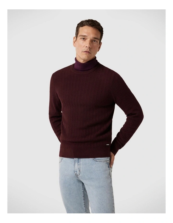 Lightweight Crew Neck Knit in Bordeaux image 1