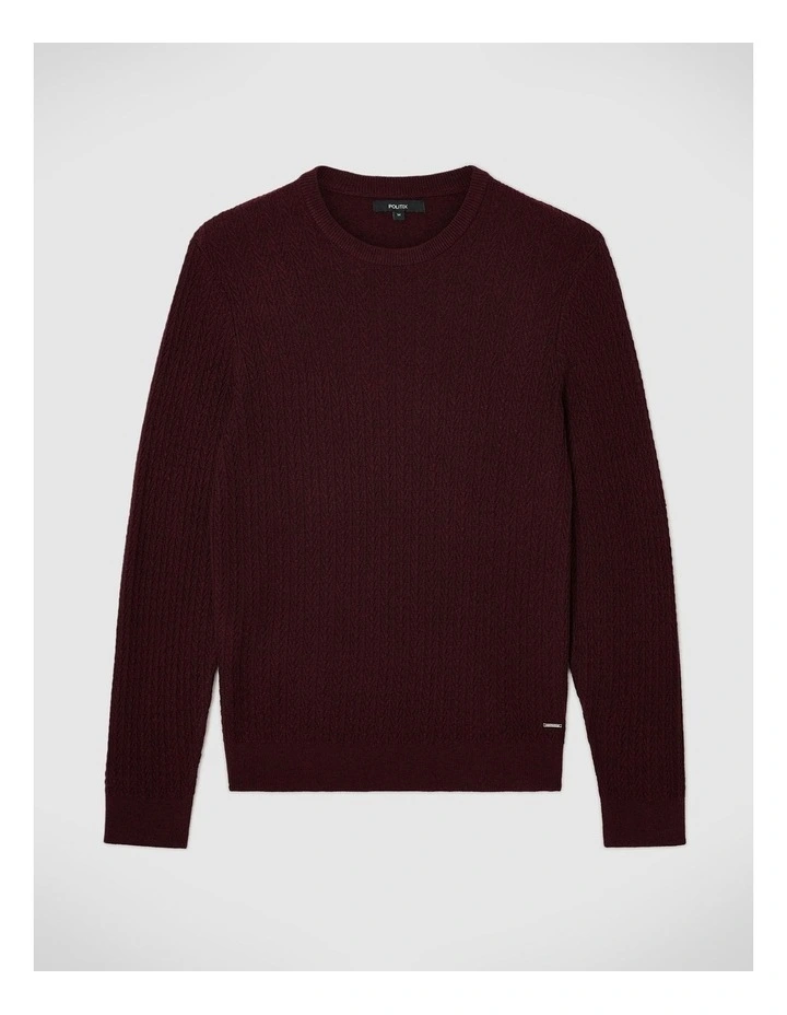 Lightweight Crew Neck Knit in Bordeaux image 2