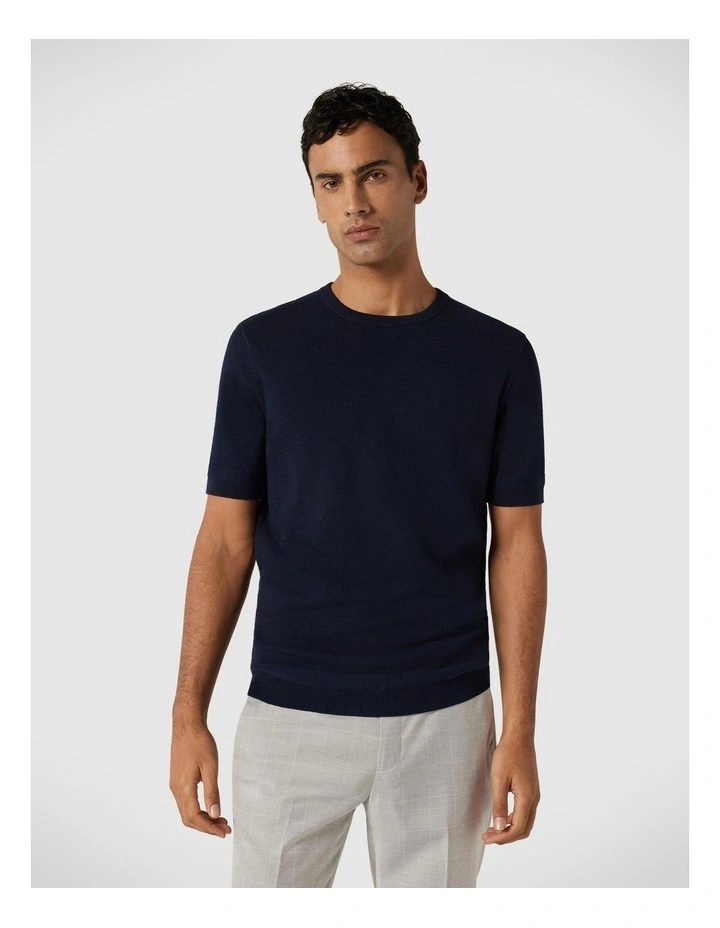 Crew Short Sleeve Knit in Navy image 1