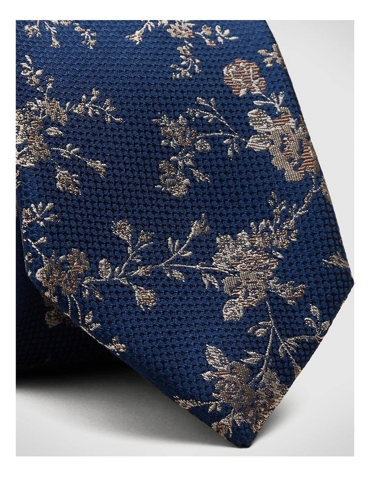 Floral Silk Tie in Navy image 3