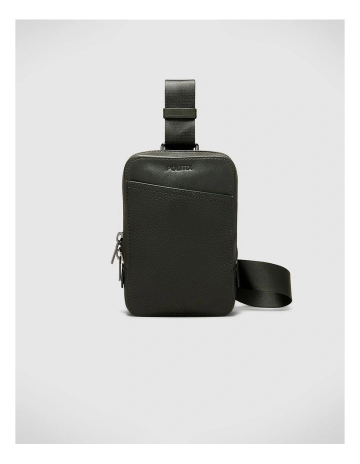 Leather Crossbody Bag in Dark Khaki image 1