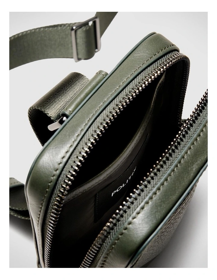Leather Crossbody Bag in Dark Khaki image 3