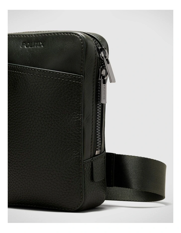 Leather Crossbody Bag in Dark Khaki image 4