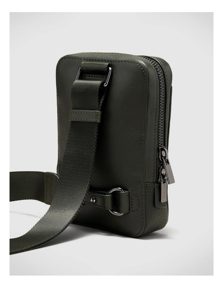 Leather Crossbody Bag in Dark Khaki image 5