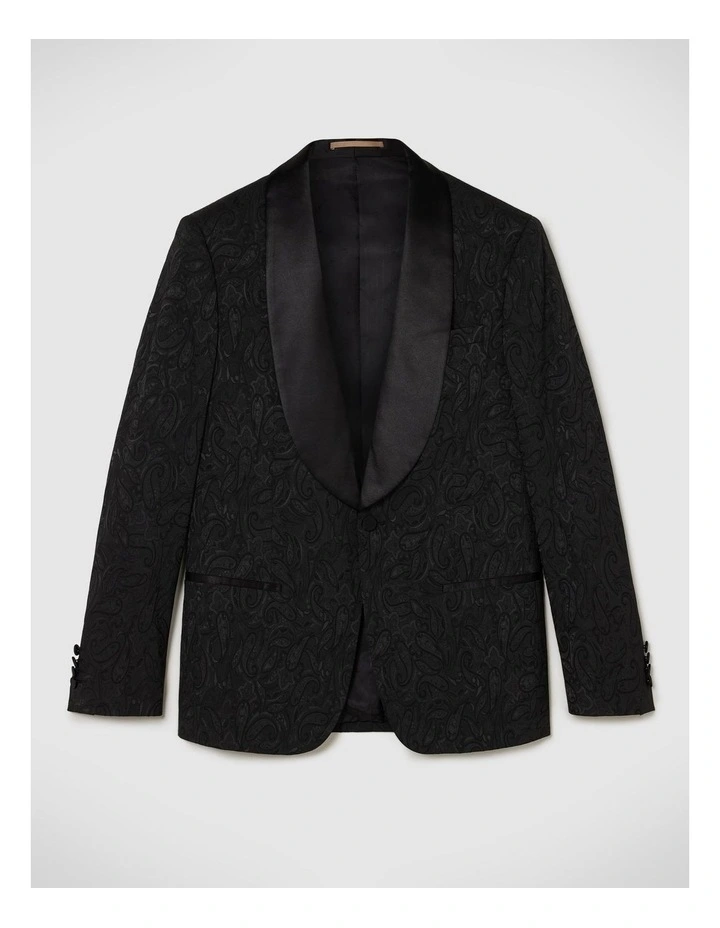 Slim Stretch Paisley Jacquard Tuxedo in Black image 2