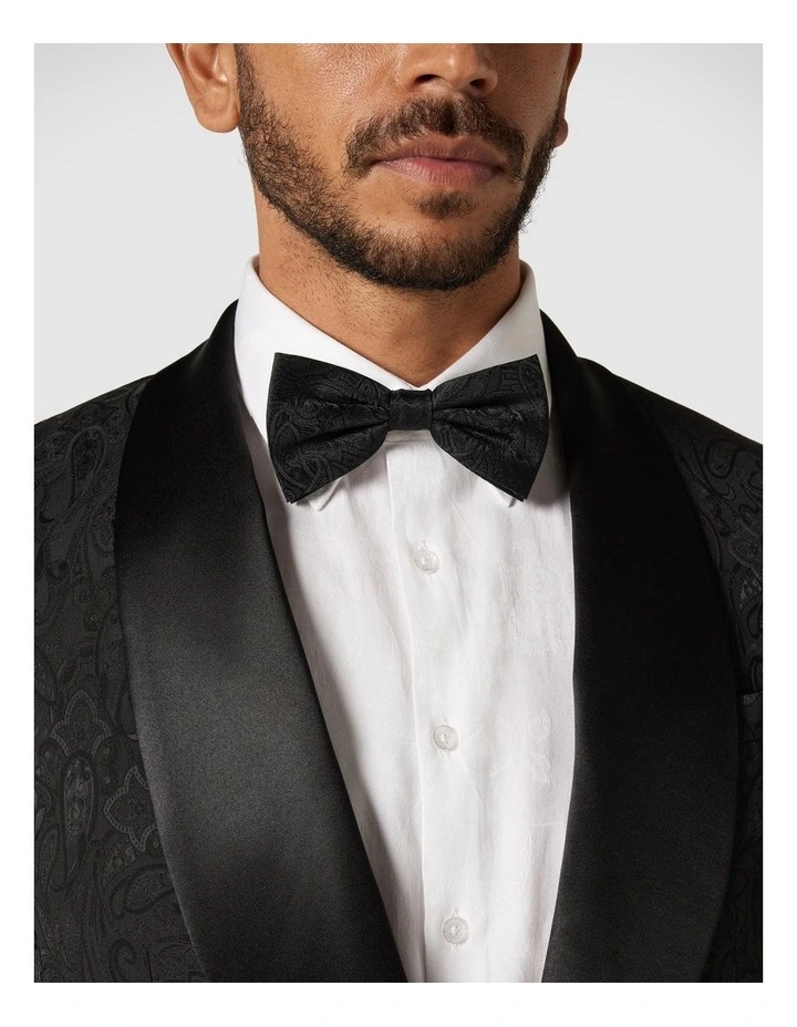 Slim Stretch Paisley Jacquard Tuxedo in Black image 4
