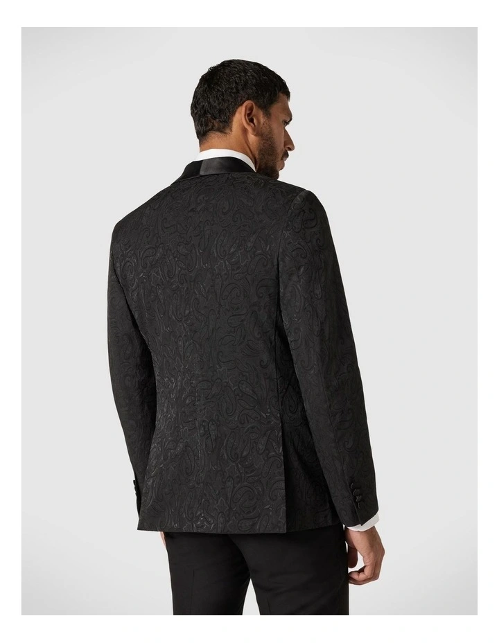 Slim Stretch Paisley Jacquard Tuxedo in Black image 5