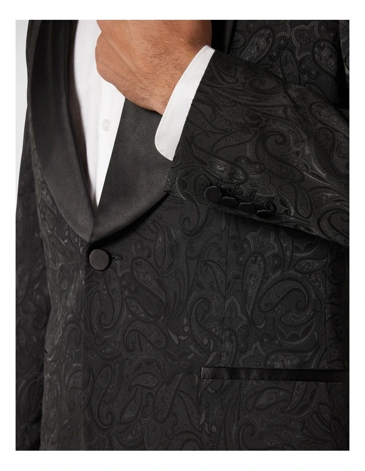 Slim Stretch Paisley Jacquard Tuxedo in Black image 6