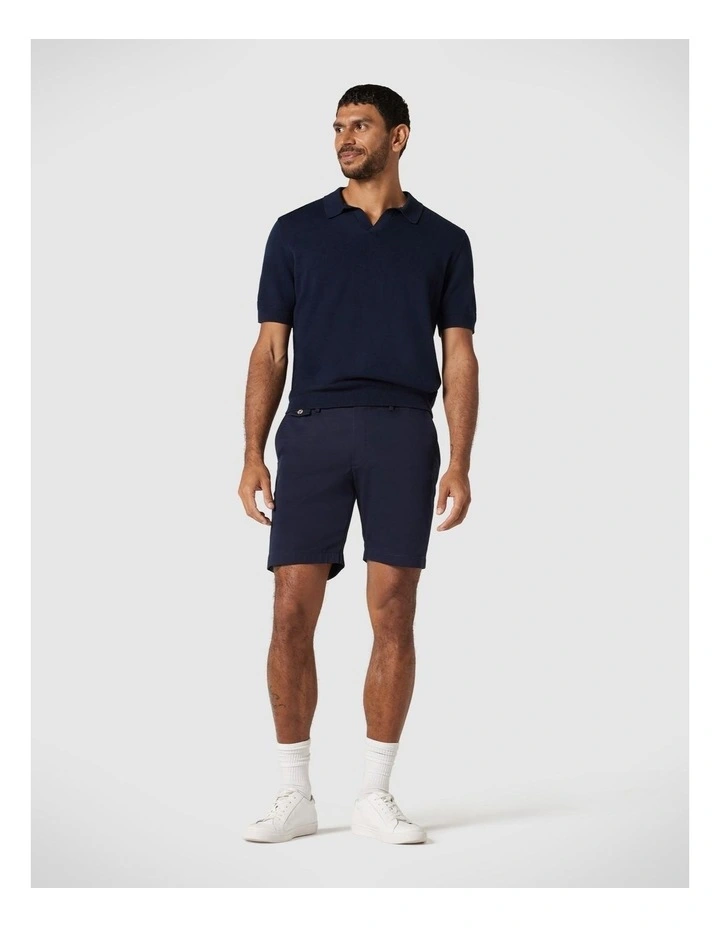 Short Sleeve Trophy Neck Knit in Navy image 3