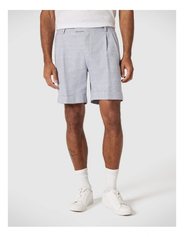 Regular Double Pleat Tailored Short in Blue Check image 1