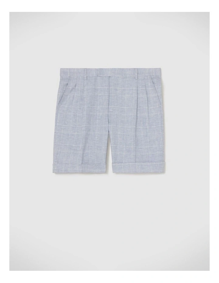 Regular Double Pleat Tailored Short in Blue Check image 2