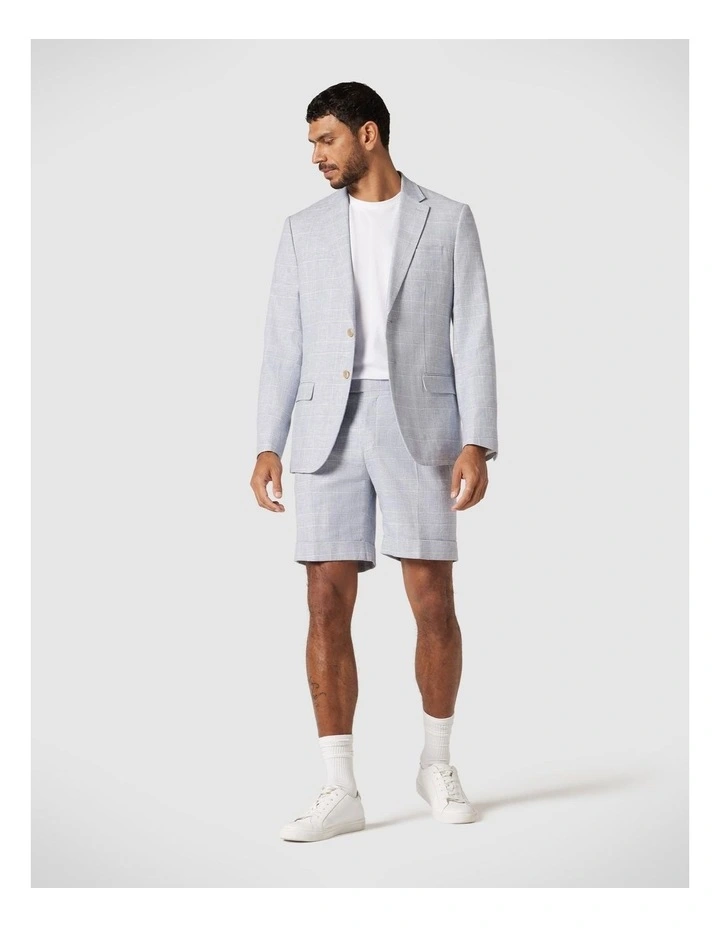 Regular Double Pleat Tailored Short in Blue Check image 3